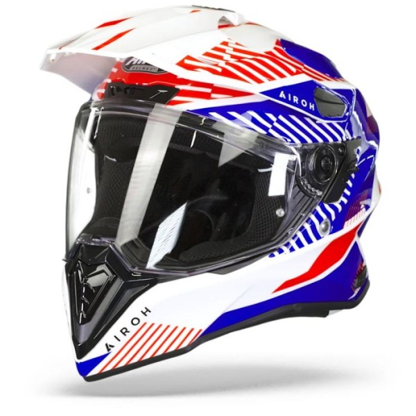 Airoh Commander Adventure Helmet - 'Boost' White/Blue Gloss S